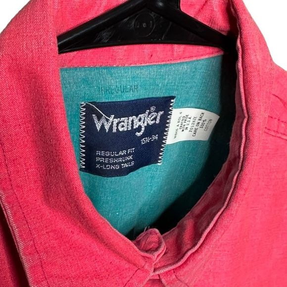 VTG USA Wrangler Pink Brushpopper Work Shirt - Picture 2 of 3
